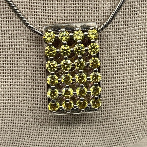 Paul Klecka Sterling Silver Diamonique Pendant Necklace – Pink & Yellow Stones - Picture 3 of 16